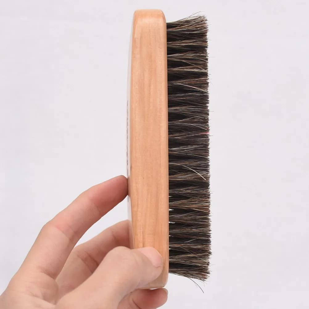 Shoe Brush Horsehair Professional Large Burlywood Wood Handle Boot Shoe Shine Brush Extra Long Hair for High Shine Buffing