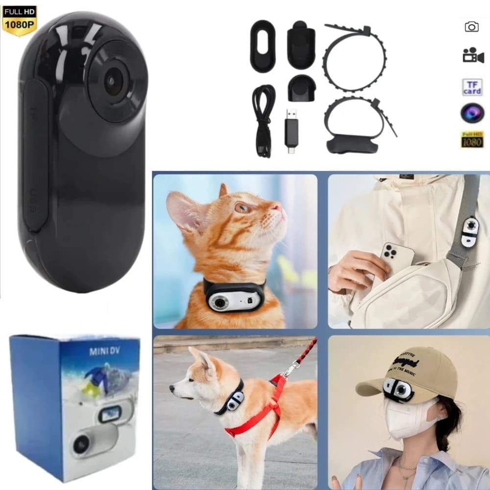 1080P Mini Wearable Camera with Clip and Magnetic Support for Hat, Petto, Casco, Bicycle