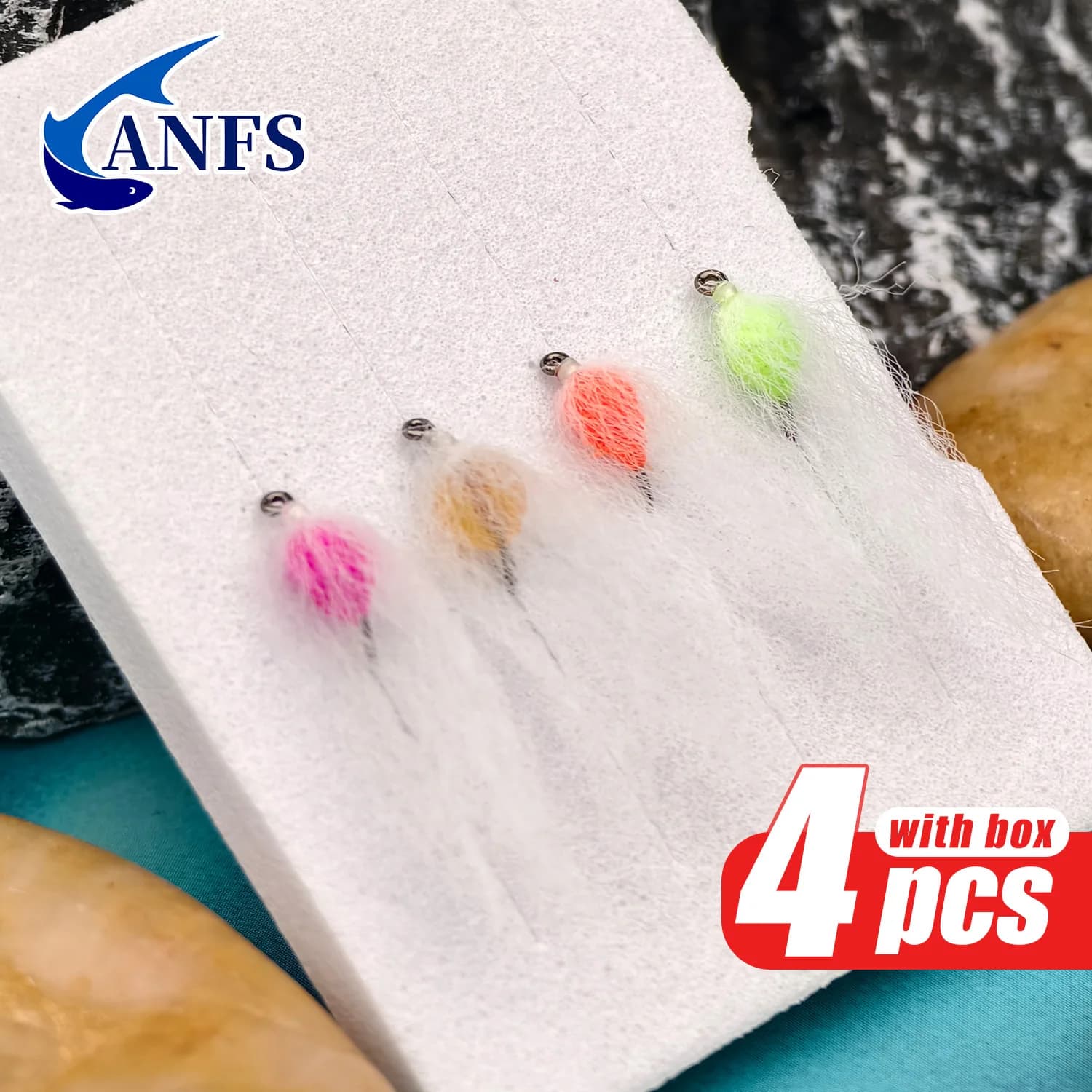 ANFS Egg Fly Confezione da 4 con colori vivaci, esca artificiale fatta a mano per la pesca a mosca