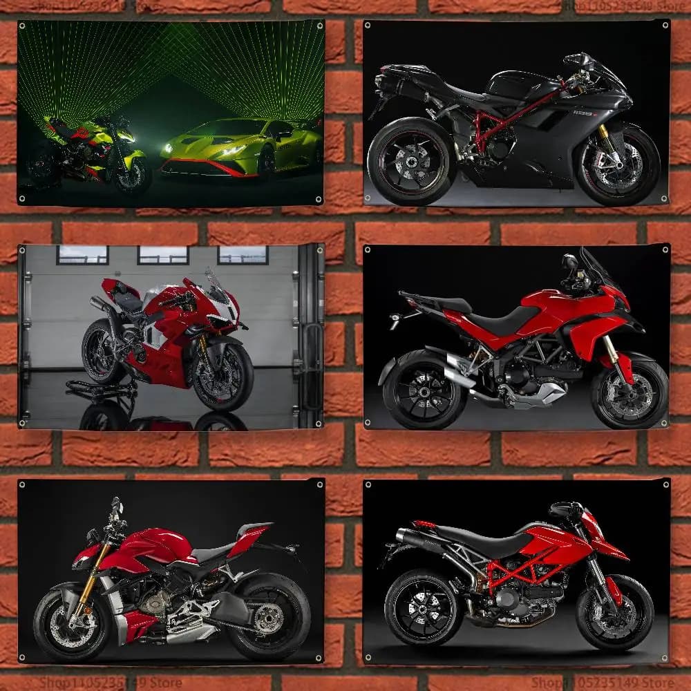 D-DUCATIS Motorcycle Flag Tapestry Wall Hanging Sassy Aesthetic Decoration Dorm PartyBackdrops Cloth
