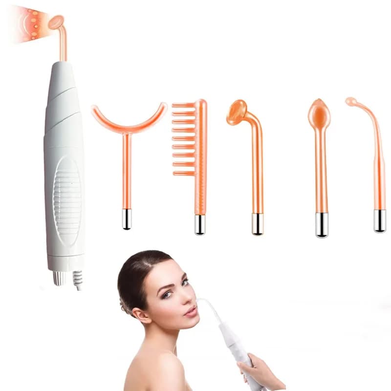 La bacchetta per il viso ad alta frequenza 5in1 migliora l'elasticità della pelle, bacchetta portatile per terapia ad alta pelle, argon al neon