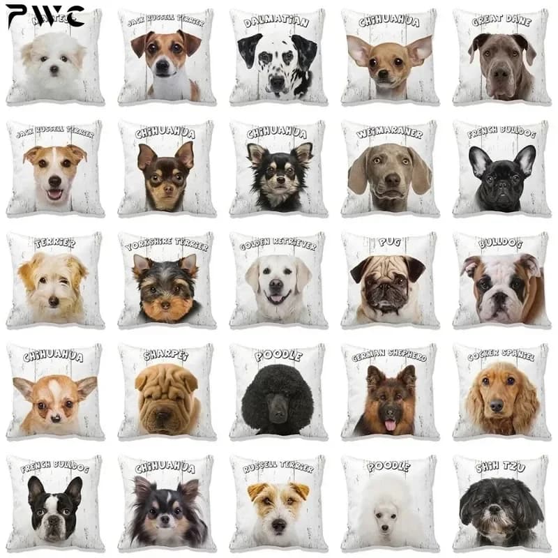 1PC 45*45 cm Cute Dog Yorkie Federa Pug Cuscini Divano Auto Letto Divano Federa Decorazione della camera da letto Fodera per cuscino