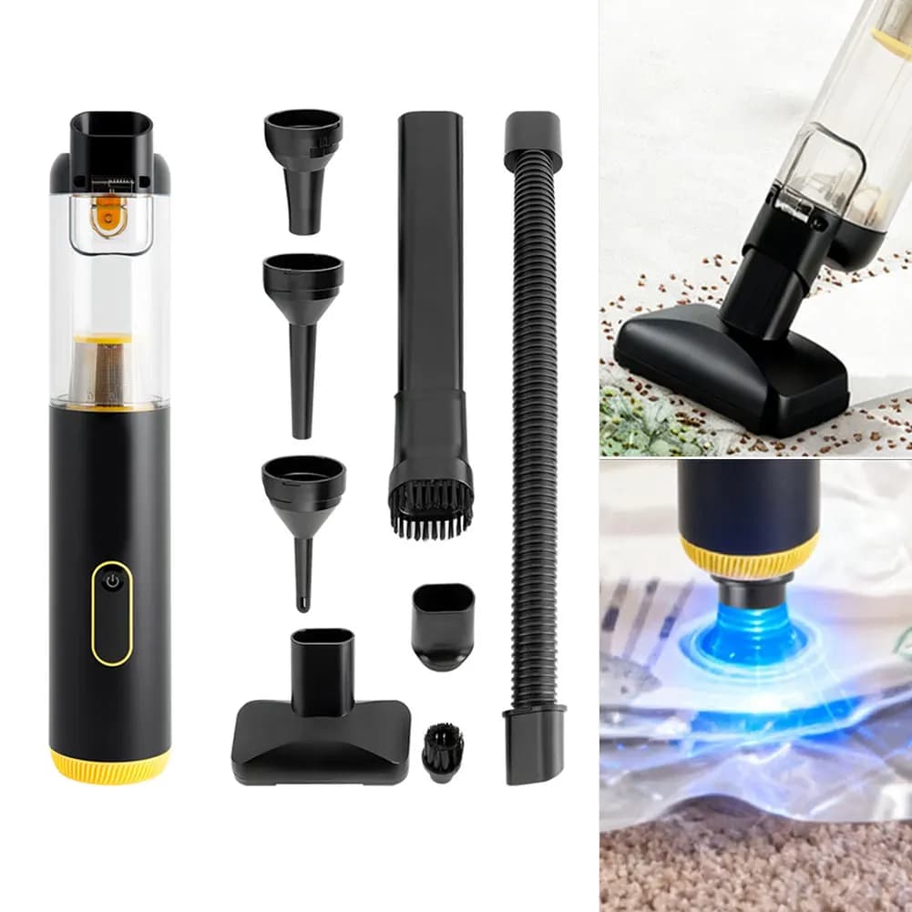 Set Aspirapolvere per Auto con Forte Aspirazione, Potente Soffiatore d'Aria Senza Fili, Accessorio Multiuso per Pulizia Domestica