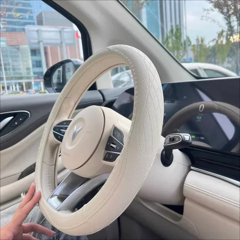 Coprivolante per Auto Senza Anello Interno, Antiscivolo, Traspirante, Universale in Pelle Microfibra