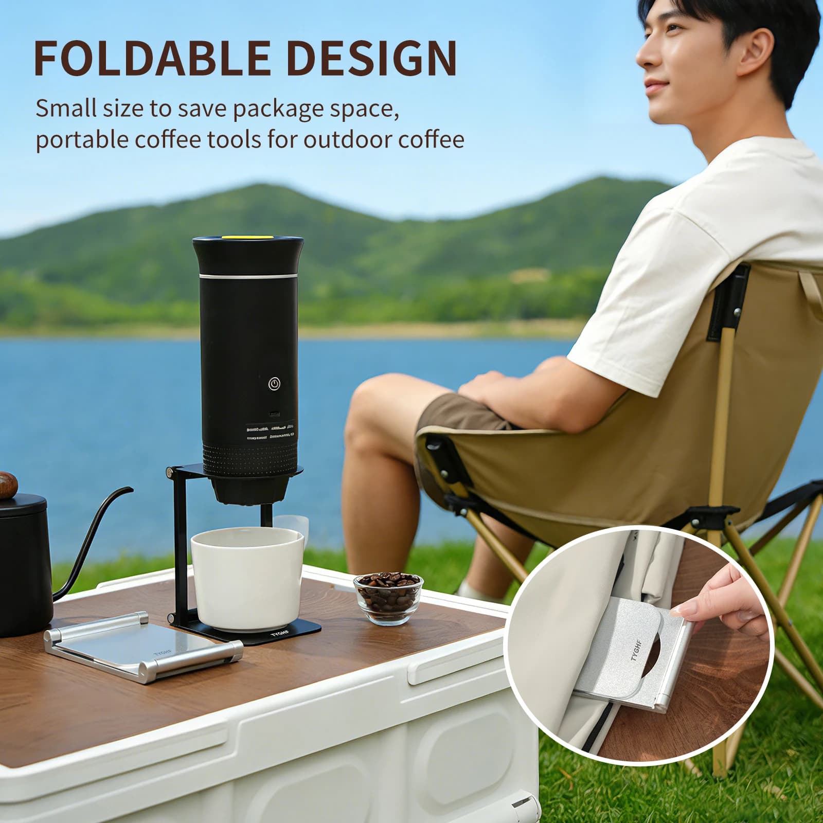 Pour Over Coffee Maker Stand,Foldable Portable Electric Espresso Machine Stand,Holder for Coffee Grinder,Universal Dripper,V60 D