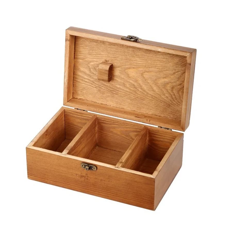Scatola da cucito in legno con coperchio, organizer artigianale multiscomparto, deposito domestico per aghi, filo, forbici – Kit da cucito vintage
