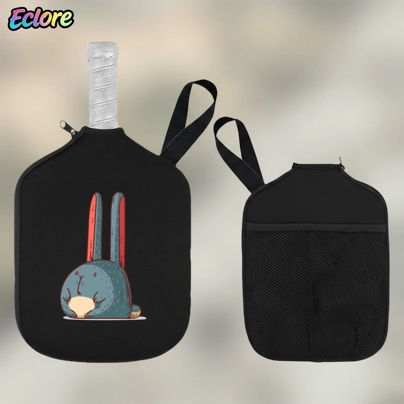 Cute Rabbit Pickleball Paddle Bag, Durable Cartoon Racket Cover for Table Tennis, Tennis, Sports, Party, Gifts, Paddle