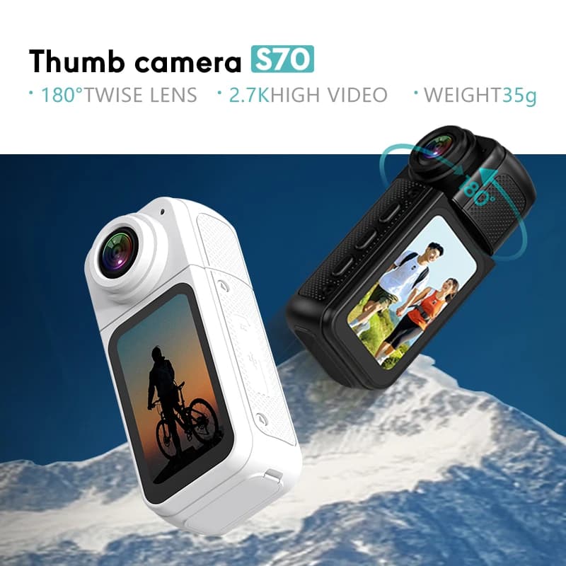 GEYUNE Thumb Sport Camera 2.7K HD 180 ° Ruota WIFI Sport DV Registratore ciclistico Attrazione magnetica Telecamera d'azione esterna da 1,47 pollici