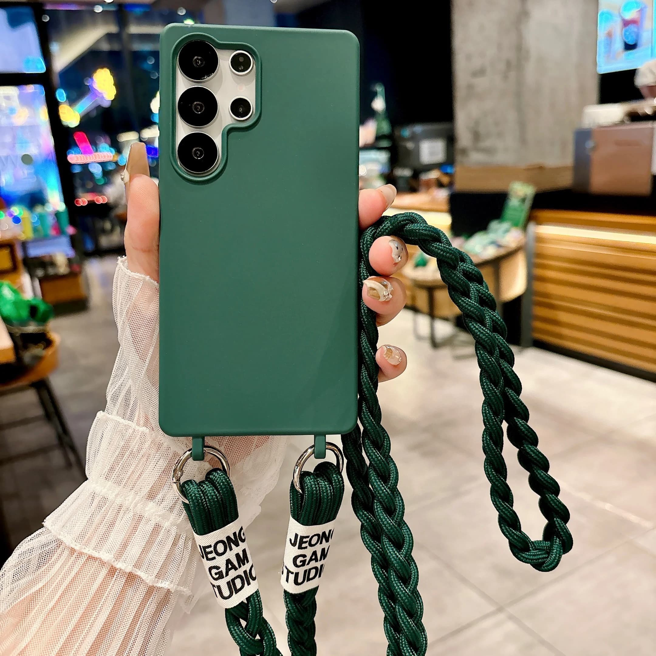 Custodia per telefono con cordino intrecciato per Samsung Galaxy S26 S25 S24 S23 S22 S21 Ultra Plus Edge S20 FE 5G, cover in silicone morbido con tracolla
