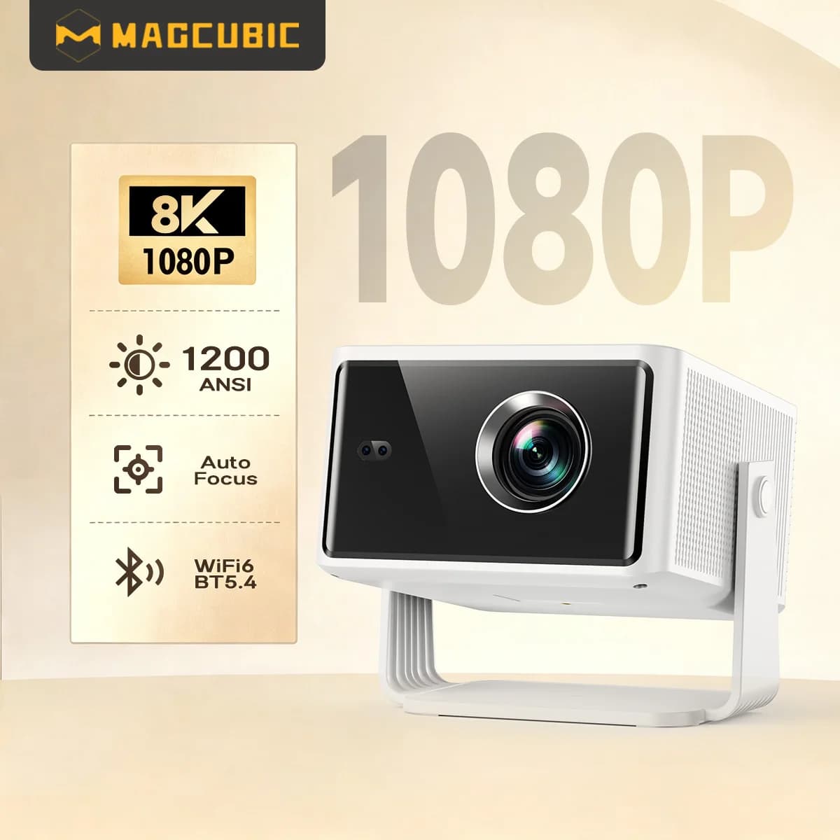 Magcubic M800Pro 1200ANSI Android 14 Portable Outdoor Projector 1080P Auto Focus 8K Support WIFI6 BT5.4 Mini Projector