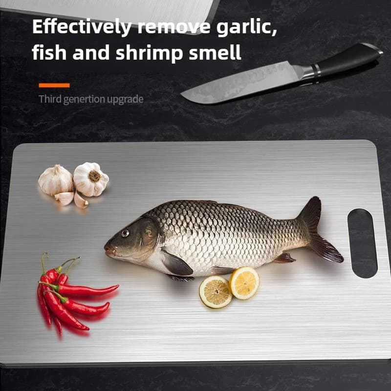 Tagliere da cucina reversibile 2 in 1 antibatterico antiscivolo in acciaio inossidabile 316 di grado commerciale per la preparazione degli alimenti