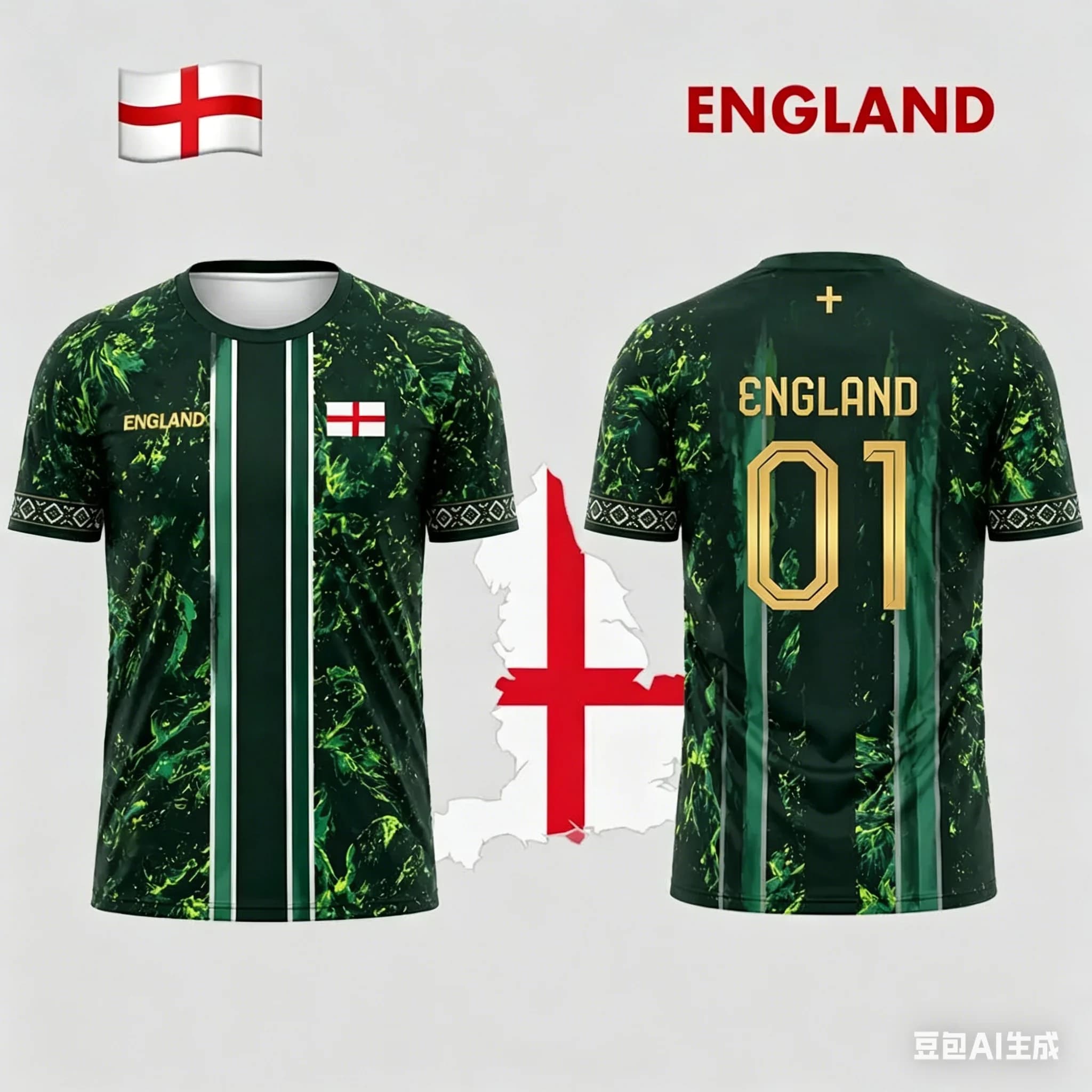 Maglia da Calcio Inghilterra per Bambini, T-Shirt Verde Mimetica e Blu Royal, Traspirante e ad Asciugatura Rapida, Top Sportivo per Tifosi, Uomo e Donna