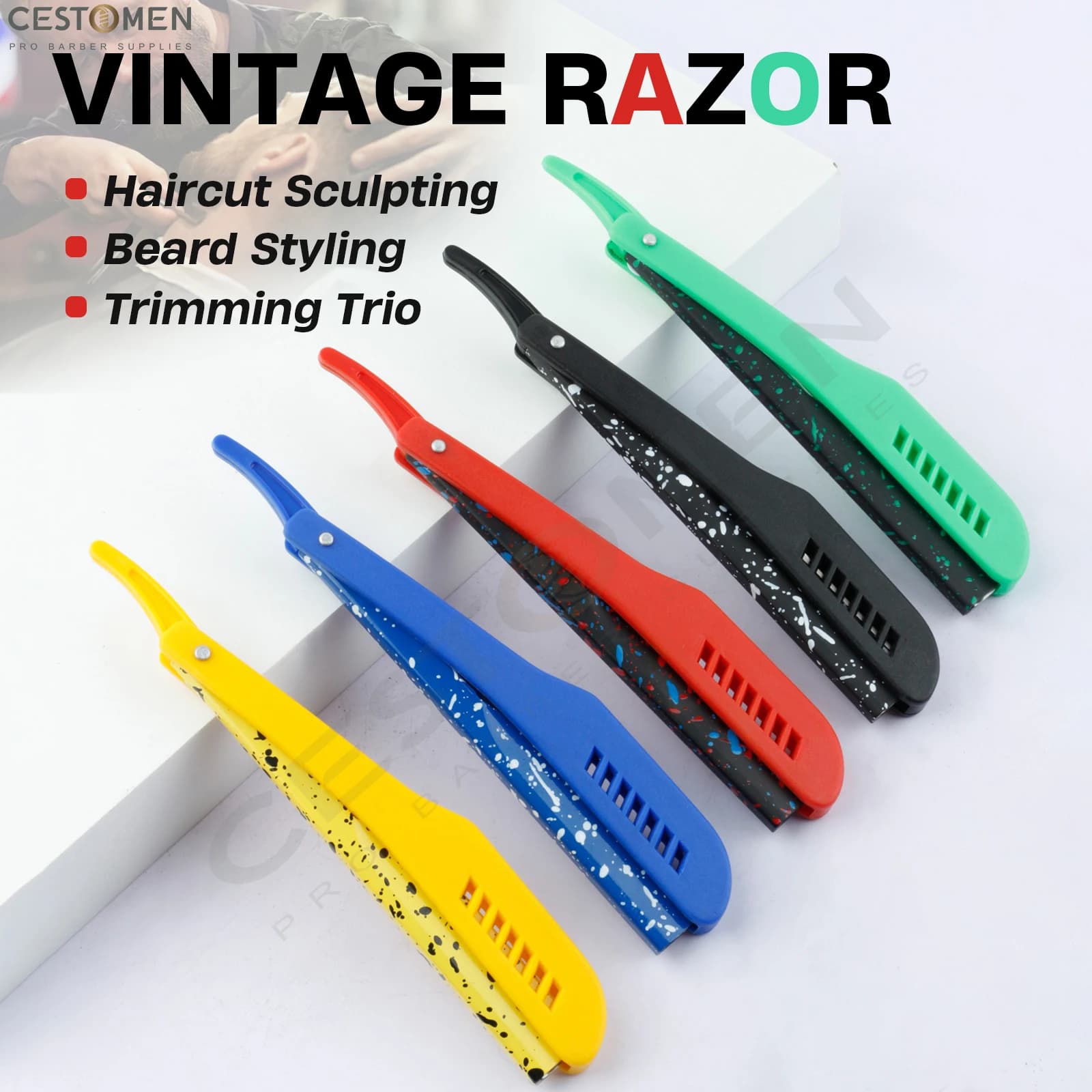 1PC Nuovi Uomini Professionale Pieghevole Rasoio Da Barba Camouflage Barba Triming Strumento di Depilazione Flessibile Barbiere di Sicurezza Rasoio Titolare