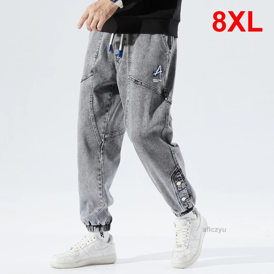 Pantaloni Jogger Jeans uomo pantaloni in Denim Plus Size 8XL pantaloni Casual moda elastico in vita