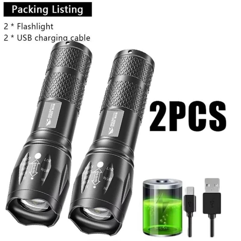 Torcia Telescopica Portatile con Zoom, Alta Luminosità, Lunga Gittata, Mini Torcia Ricaricabile USB per Campeggio, Escursionismo, Emergenze