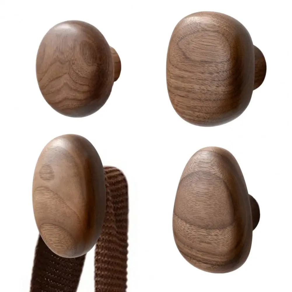 Organizer with wooden hooks Durable wall hook Organizer with wooden wall hooks for clothes Coats Easy installation Clothes rack without punching