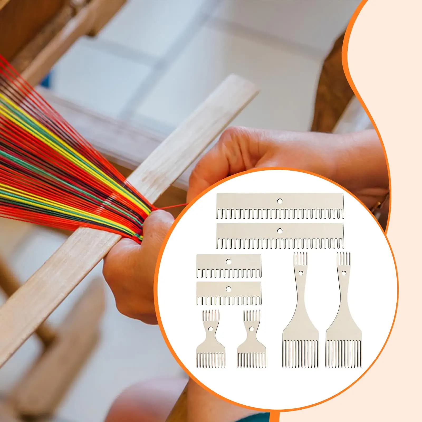 Double Ended Wooden Loom Comb Fringe Kit Tapestry Beater Accessory for Weaving Rug Placemat DIY Blanket Making