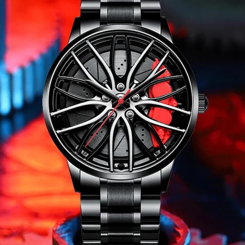 Orologi da uomo per auto sportive in acciaio inossidabile orologio da polso da uomo al quarzo impermeabile con mozzo sportivo al quarzo per orologio da uomo