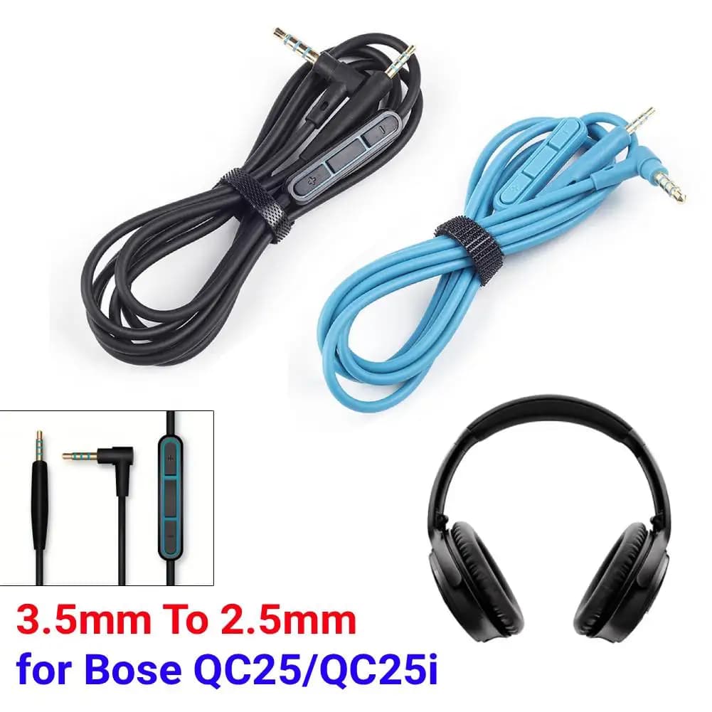 3.5 mm to 2.5 mm audio extension cable with audio cable for online microphone volume control Bose QC25/QC25i headphone cable