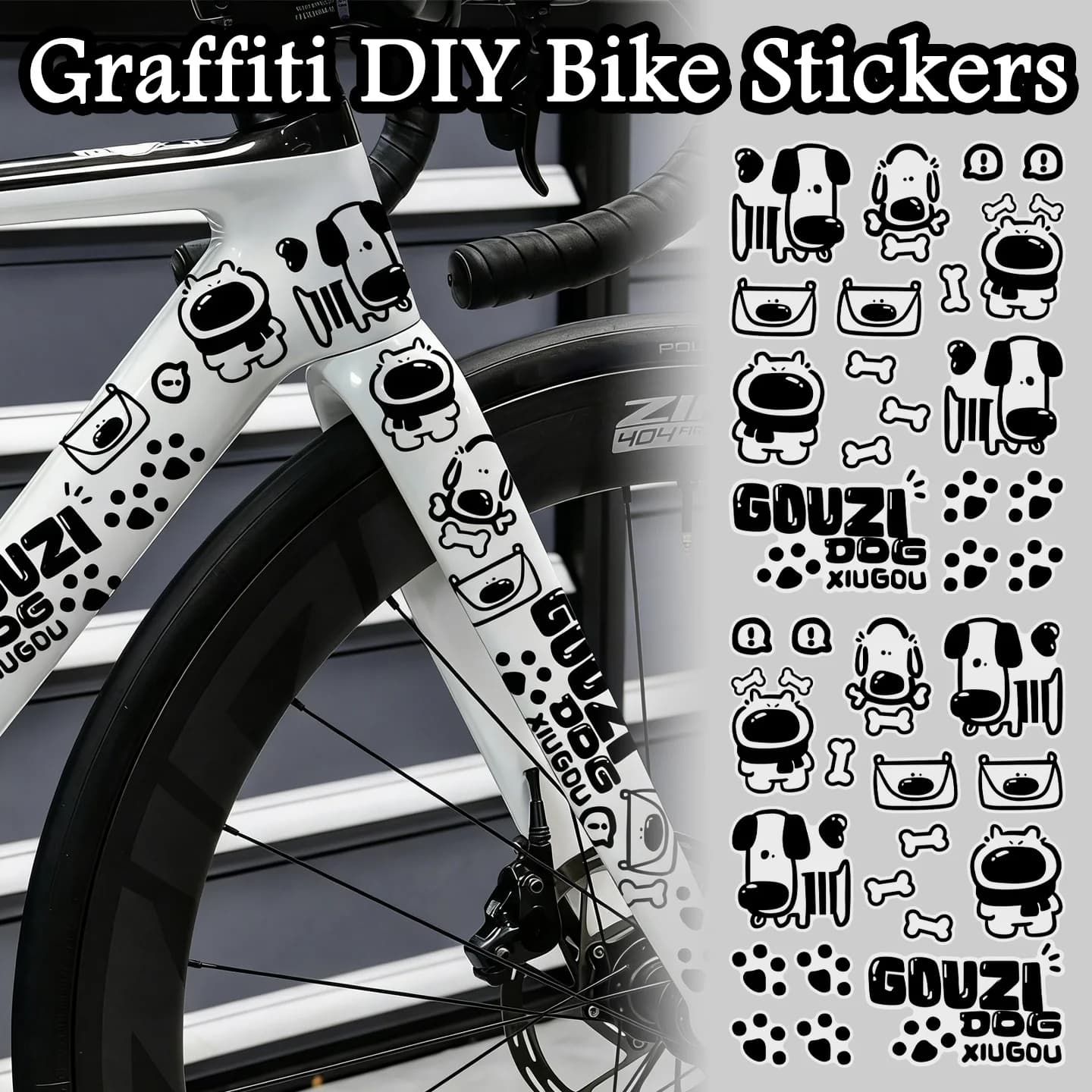 Adesivi Trasparenti Graffiti Morning, Decalcomanie in Vinile Impermeabili per Moto, Bici da Strada, MTB, Telaio, Tubi, Corpo e Casco