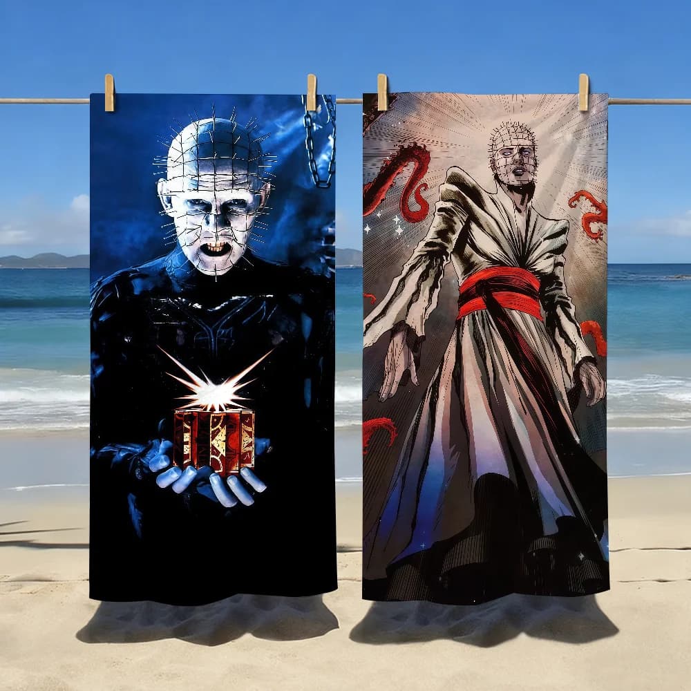 Asciugamano da spiaggia grande, morbido e leggero, resistente alla sabbia, per film horror H-Hellraiser, ad asciugatura rapida, per viaggi e campeggio