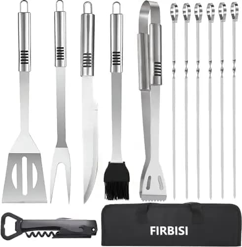 Set di 13 Utensili per Barbecue in Acciaio Inossidabile con Borsa per il Trasporto – Regalo Perfetto per i Maestri del Grill