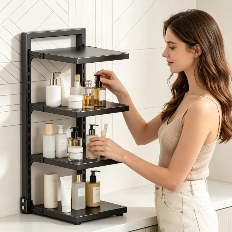 Portapentole Regolabile in Acciaio Inossidabile Resistente, Organizzatore da Cucina Multistrato, Scaffale Durevole per Pentole e Utensili da Cucina