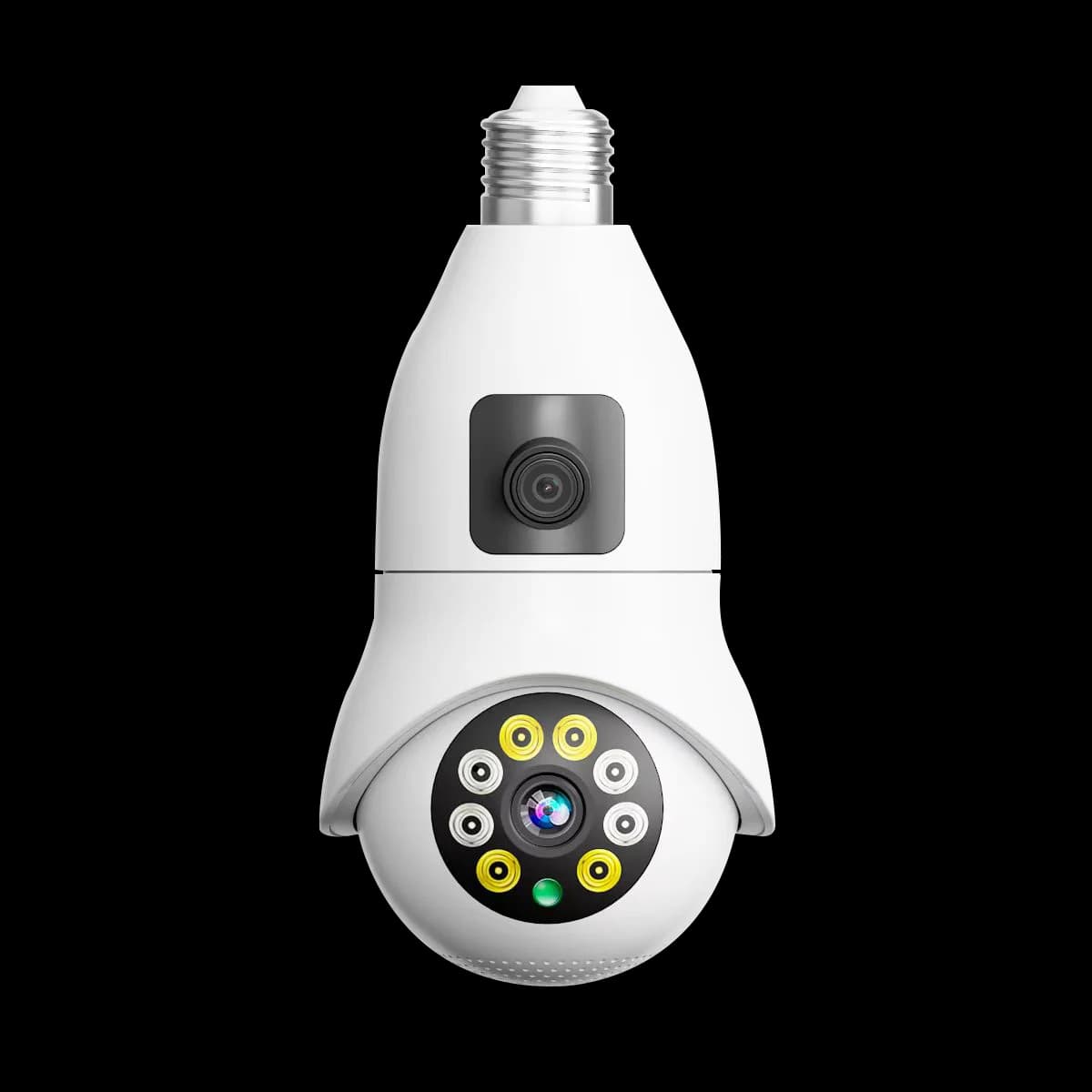 Telecamera IP Dome PTZ Wireless 4MP con 390 LED, Supporto E27, Rilevamento Umanoide AI, Monitoraggio Bambini e Sicurezza Domestica