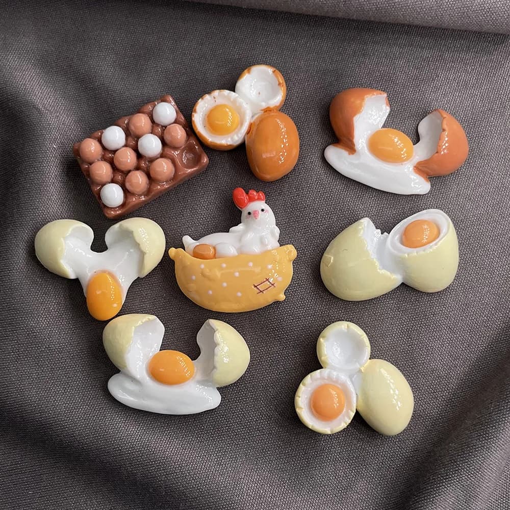 10 pz resina Mini uovo in miniatura posteriore piatta abbellimenti cabochon figurine casa delle bambole Kawaii abbellimenti fai da te accessori