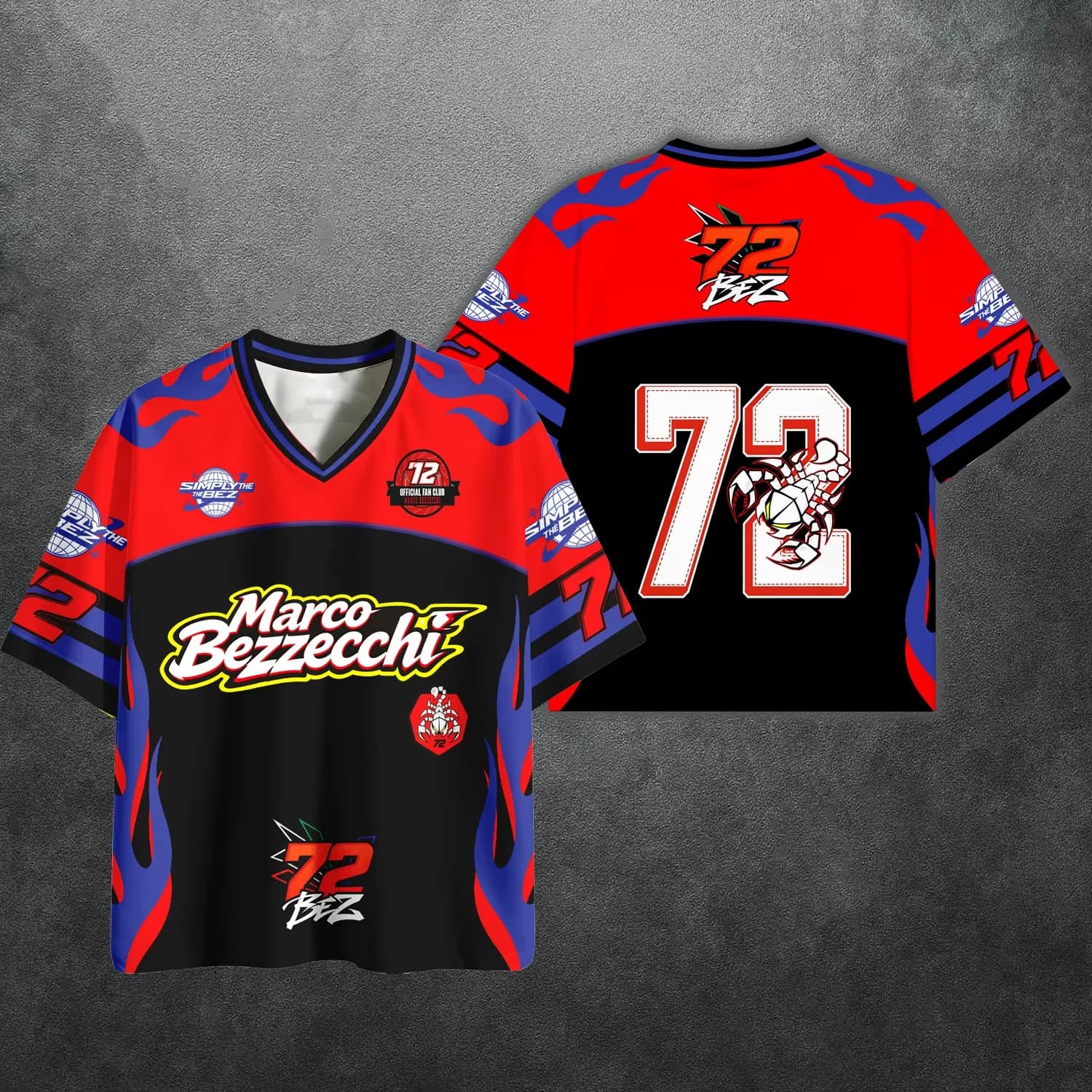 Family Jorge Martin #89 Marco Bezzecchi #72 Graphic V-Neck Short Sleeve Jersey Quick Dry Breathable Motocross Racing Tee for Fan