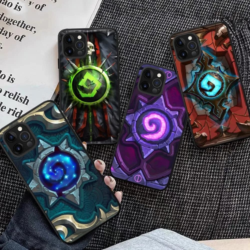 Tappetino per mouse H-Hearthstones per iPhone 15 6 7 8 Plus 11 12 13 14 Pro SE 2020 MAX Mini X XS XR Cover posteriore Funda