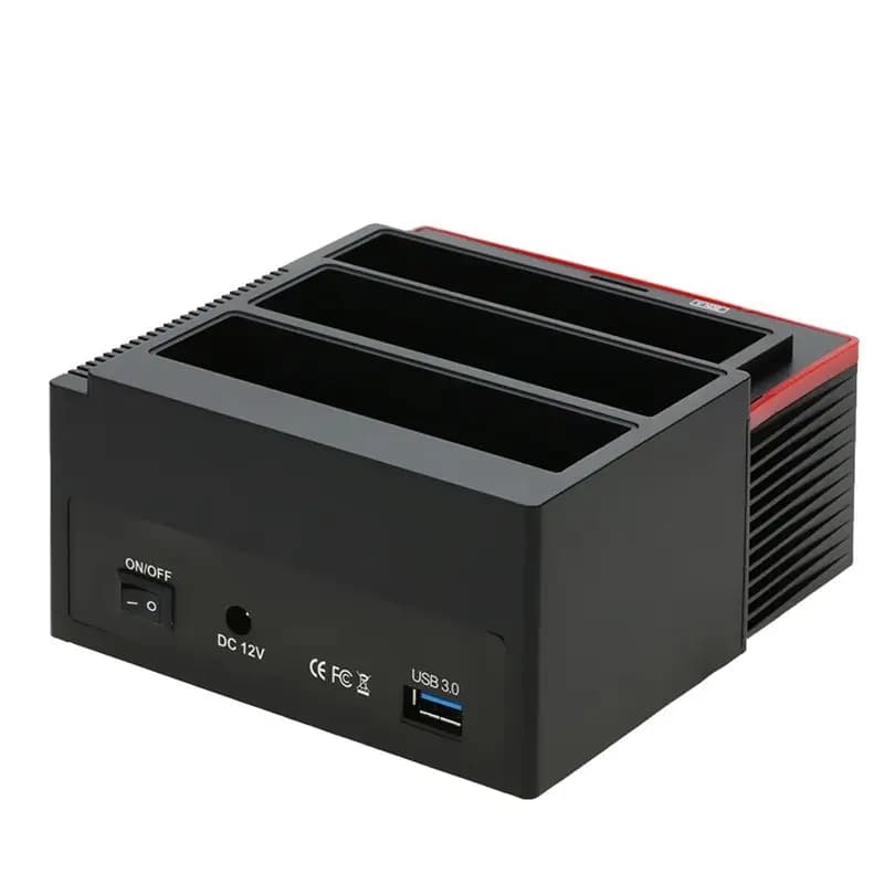 AED7-All In 1 Docking Station per HDD a doppio alloggiamento multifunzionale da 2,5/3,5 pollici, base per disco rigido IDE e SATA, stazione HDD USB 3.0, presa EU