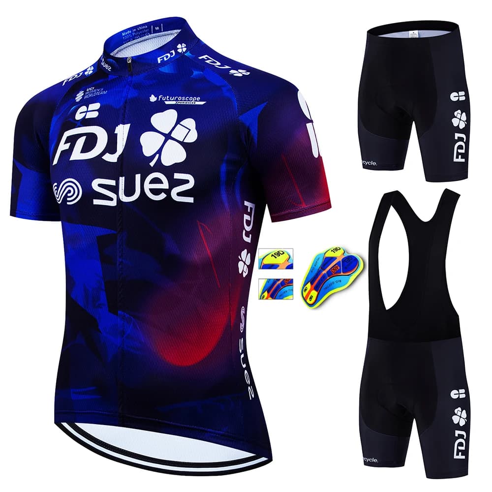 FDJ Mountain Bike Accessories Men's Cycling Shorts Men's Cycling Clothing Mtb Men's Sports Clothing Set Team Mesh Set Summer Jacket