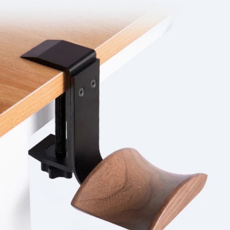 Supporto per supporto per cuffie in legno Clip per blocco da scrivania in lega di alluminio Staffa per cuffie Gancio per display per cuffie facile da installare