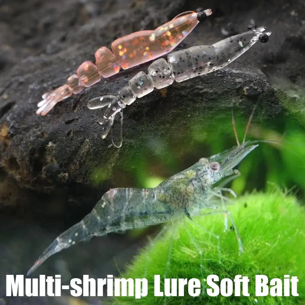 10Pcs Glow Shrimp Fishing Lure Set 58mm 1.3g Luminous Soft Bait Silicone Artificial Worm Baits with Box Fishing Tackle