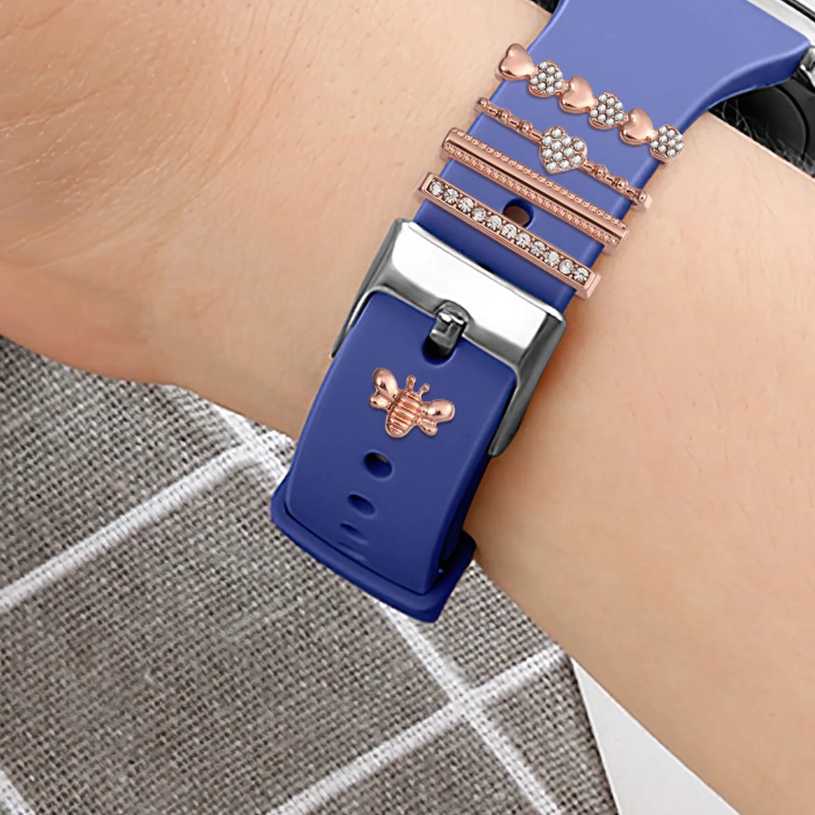 10 Pezzi Anelli Decorativi per Cinturini Orologi, Charms e Borchie Compatibili con Smartwatch e Braccialetti Fitness, in Lega con Strass, alla Moda