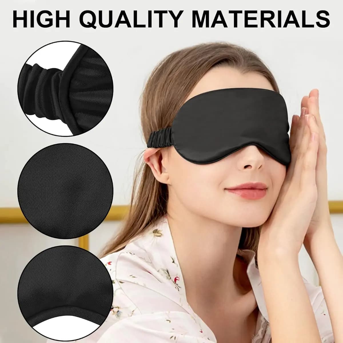 2-Pack Silk Sleep Mask - Elastic Blackout Eye Mask & Blindfold for Full Night'S Sleep, Light Blocking, Adjustable Strap
