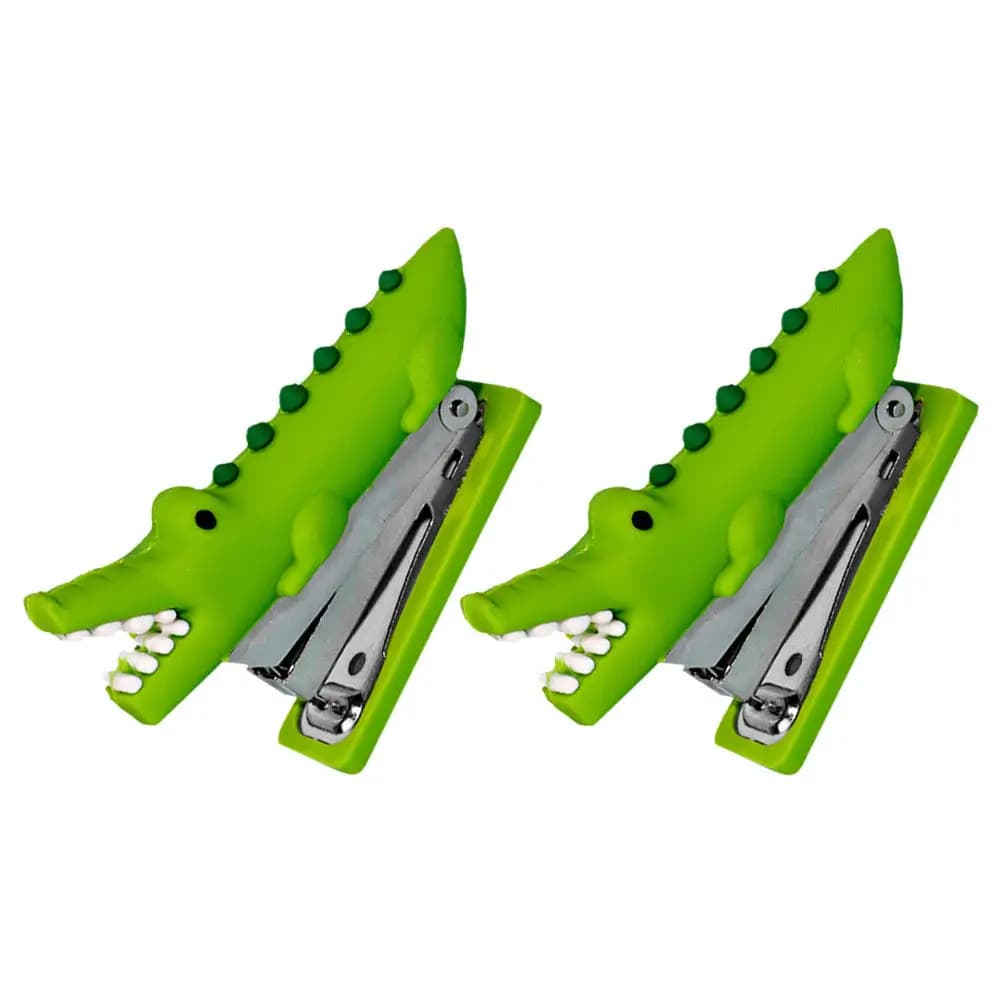 2 Pezzi Graffettatrice Decorativa a Forma di Animale, Mini Graffettatrice in Silicone a Forma di Coccodrillo per Gestione Documenti in Ufficio, Simpatico Strumento per Graffettare, Accessorio da Scrivania