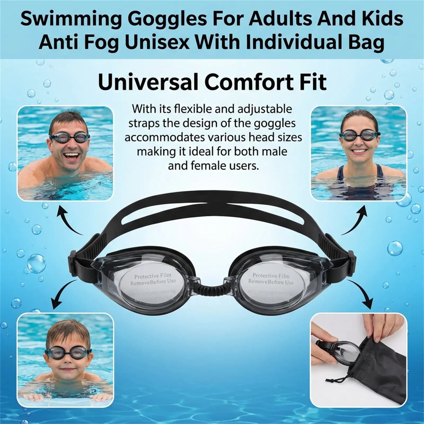 Unisex Anti Fog Swimming Goggles Surfing Swim No Leaking Full Protect Eyewear For Adults