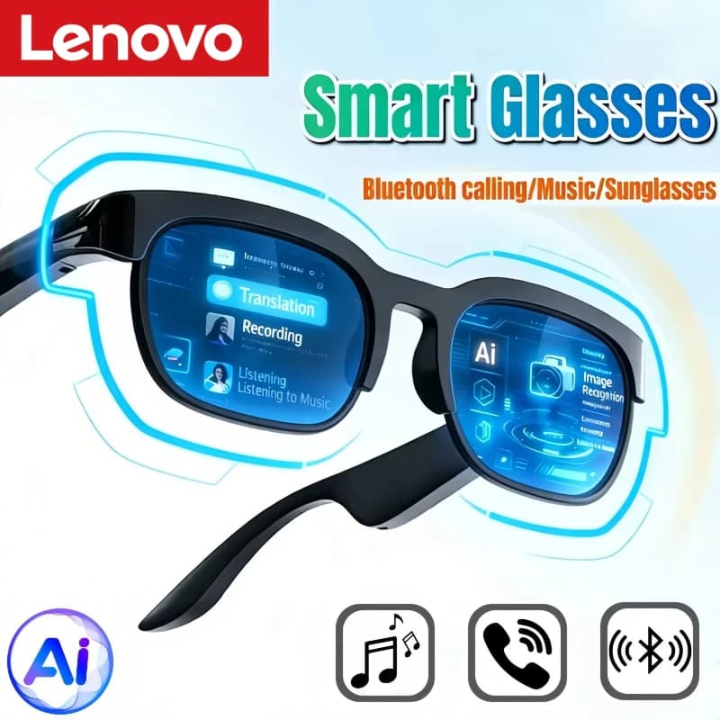 Lenovo 2026 New Smart Glasses AI Translation Bluetooth Conversation Recording Listening To Music Smart Camera Glasses for Adults
