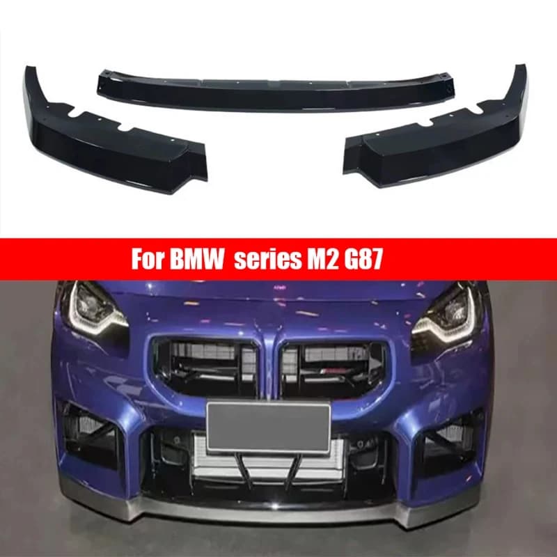 For BMW M2 G87 2021+ Bright Black Car Front Bumper Diverter Spoiler Diffuser Front lip chin Shunt glossy black body kit