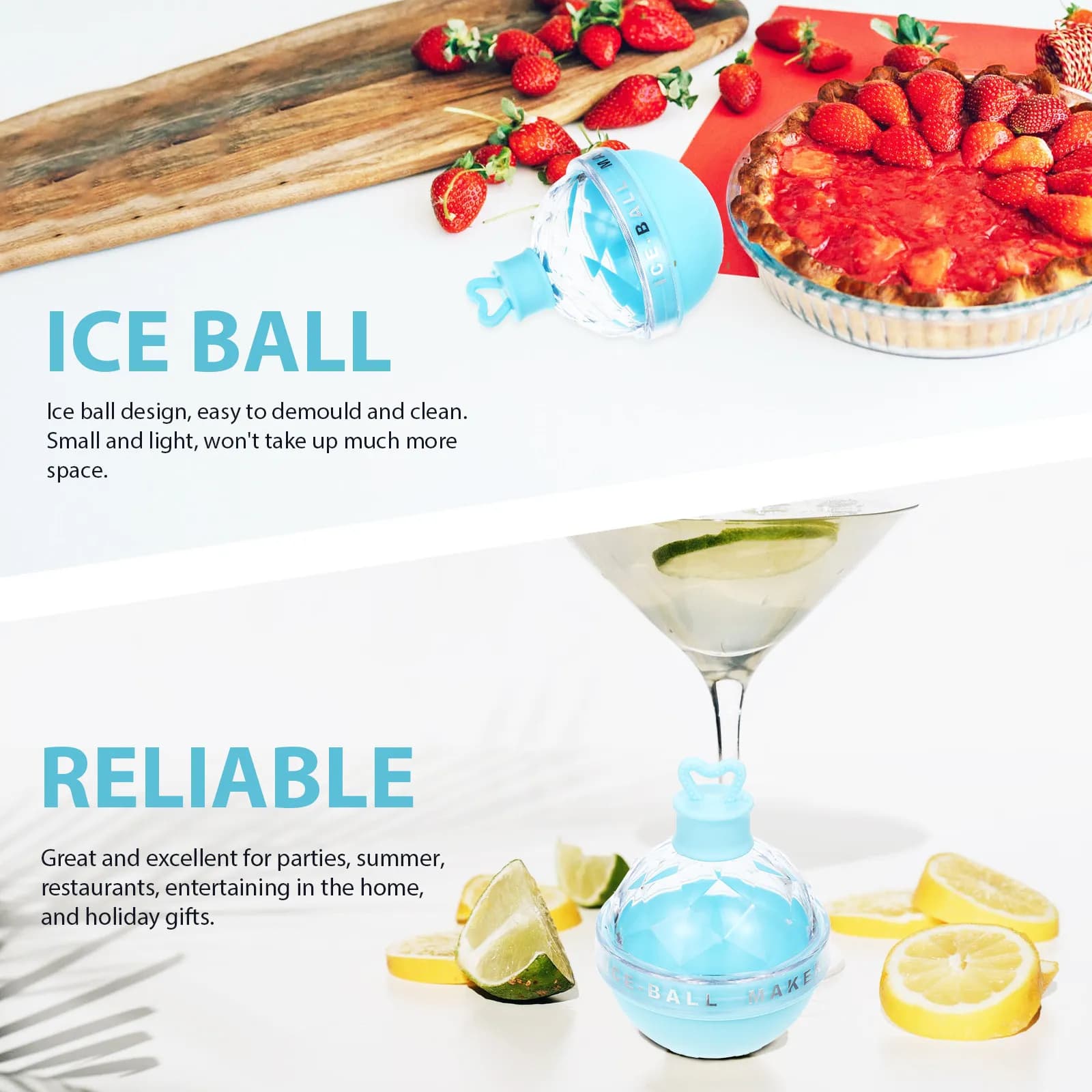 Stampo in Silicone per Sfere di Ghiaccio di Grado Alimentare, per Whisky, Soda, Succhi e Bevande, Facile da Sformare e Pulire, Gadget da Cucina Compatto
