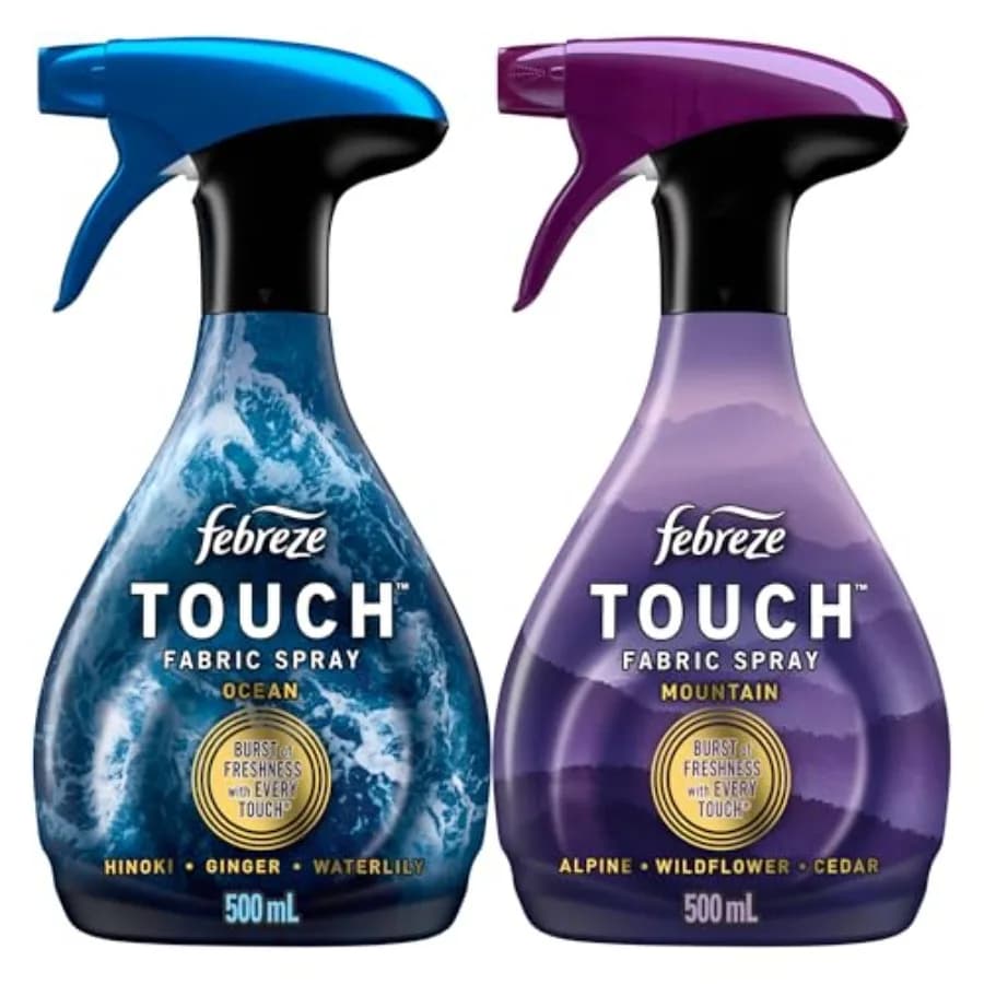 Febreze Touch Spray per Tessuti, Deodorante per Ambienti, Rinfrescante Anti-Odore per Tessuti, Spray per Divani e Biancheria, Alternativa alle Palline per Scarpe, Oc