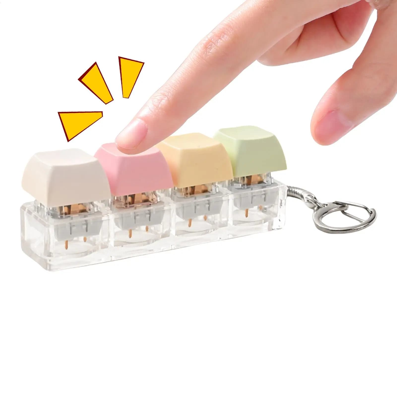 Cute 4-key Keyboard Fidget Keychain Keyboard Clicker Mechanical Keyboard Keyring Stress Relief Toys Gift For Girlfriend