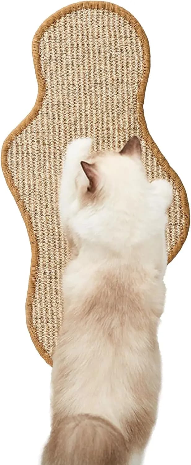 Tappetino per gatti in sisal con nastri adesivi, 60 cm x 30 cm, tappeto orizzontale per grattare per gatti da interno, protegge i mobili