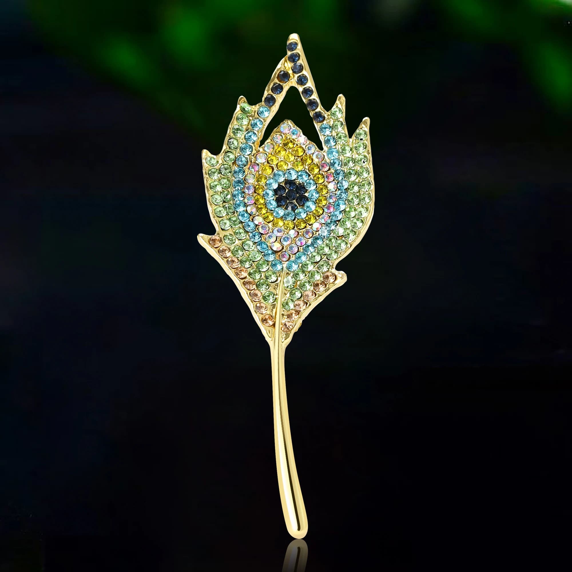 Luxury Rhinestone Peacock Feather Brooches for Women Fashion Pins Event Party New Gifts Backpack Decoration Clothes Accessories