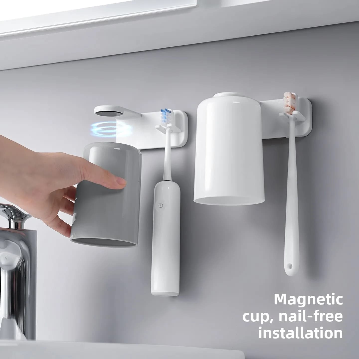 Portaspazzolino Magnetico da Parete Senza Foratura, Supporto per Spazzolini, Accessori per il Bagno
