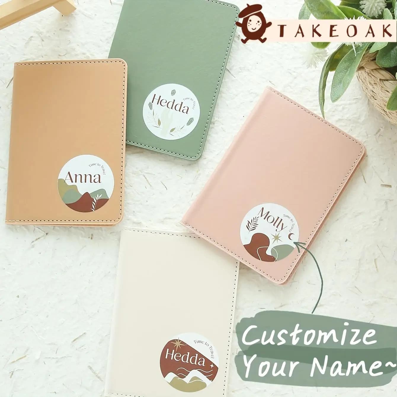 1 Pezzo Porta Passaporto Personalizzato con Nome, Stile Boho Ispirato alla Natura, con Motivo Chic e Iniziali Personalizzate