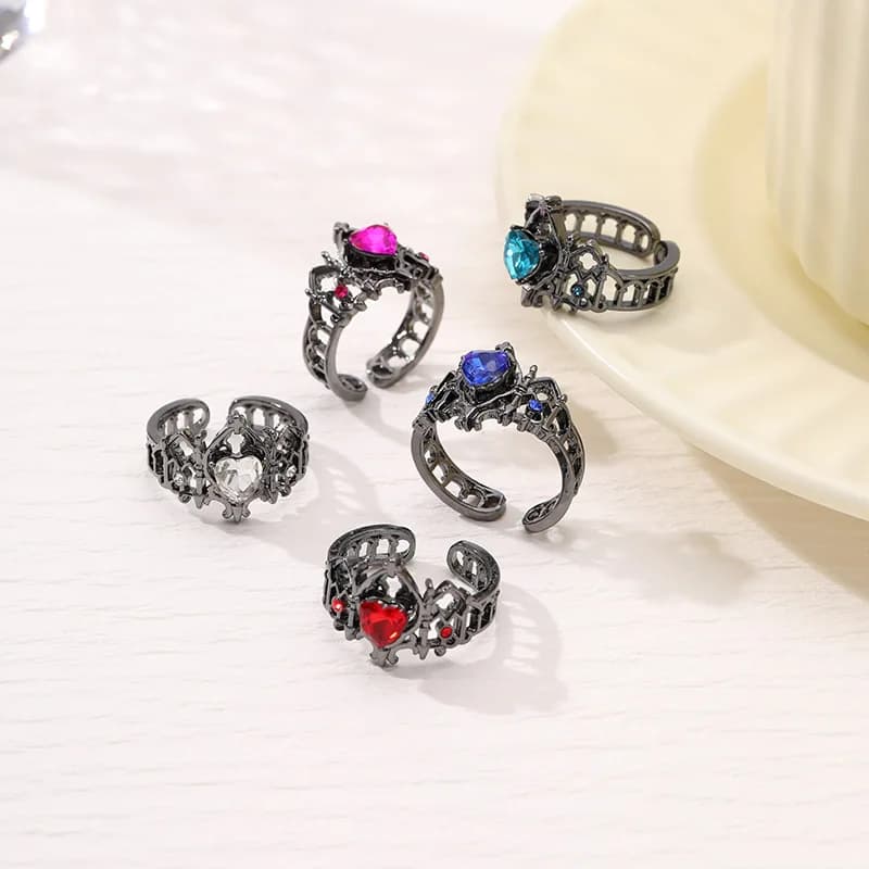 Corona con croce gotica, gioielli d'amore, nicchia da donna, anello medievale francese di lusso leggero, anello regolabile con apertura