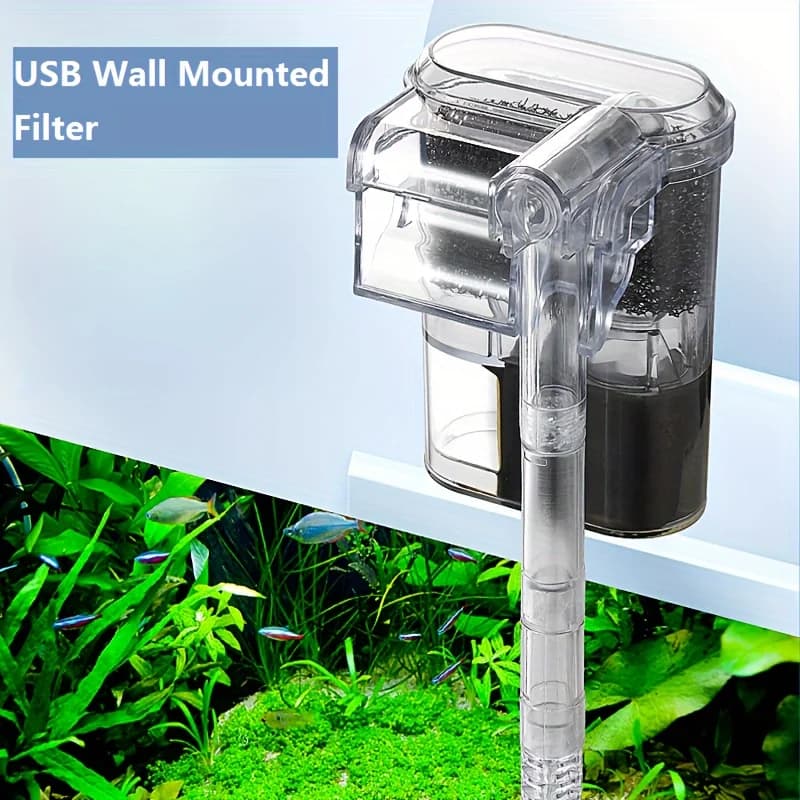 2.5W DC 5V Wall-hanging Filter For Fish Tanks USB plug Mini Aquarium Filter Pump 250H/L Suitable For Fish Tanks Below 30cm